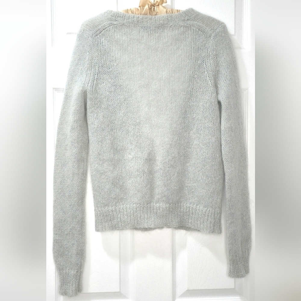 Innamorato Mohair Merino Blend Grey V-Neck Single-Button "Quiet Luxury" Cardigan - Picture 4 of 7